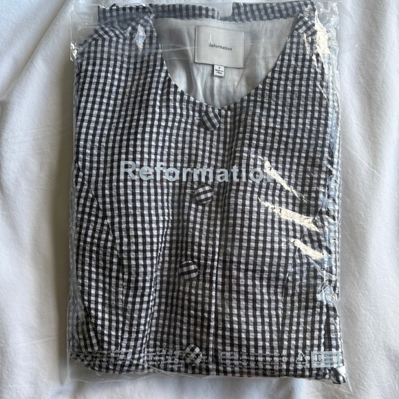 NEW Reformation Mika Two Piece Skirt Set Black White Check Gingham | US 2 UK 6 - Picture 14 of 14